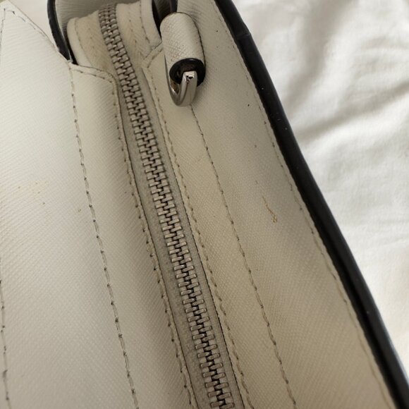 Michael Kors Selma Saffiano Leather Colour Block Medium Satchel Bag Black White - Picture 9 of 12